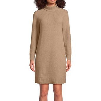 Women's Lands' End Boucle Long Sleeve Mock Neck Sweater Dress