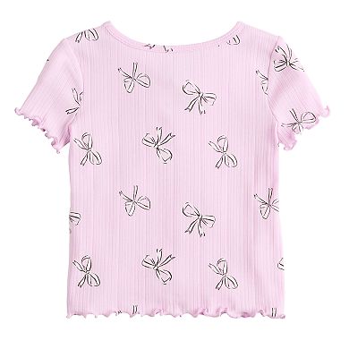Baby & Toddler Girl Jumping Beans® Ruched Neck Ribbed Tee