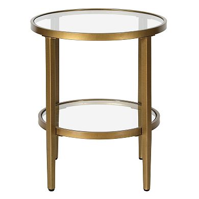 Finley & Sloane Hera 20" Wide Round Side Table with Glass Shelf