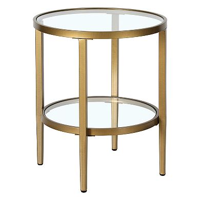 Finley & Sloane Hera 20" Wide Round Side Table with Glass Shelf