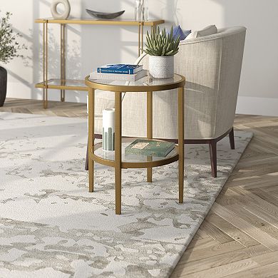 Finley & Sloane Hera 20" Wide Round Side Table with Glass Shelf