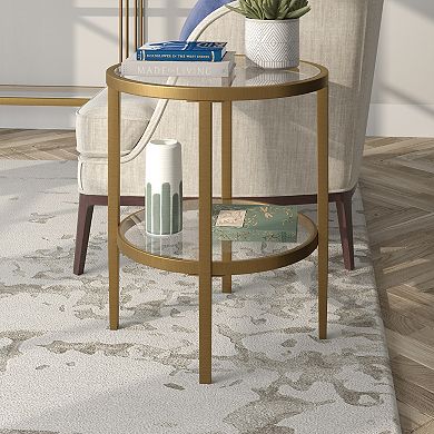 Finley & Sloane Hera 20" Wide Round Side Table with Glass Shelf