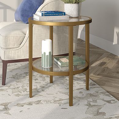 Finley & Sloane Hera 20" Wide Round Side Table with Glass Shelf
