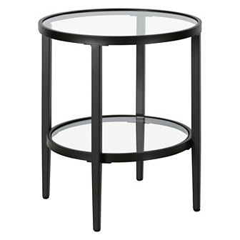 Finley & Sloane Hera 20" Wide Round Side Table with Glass Shelf