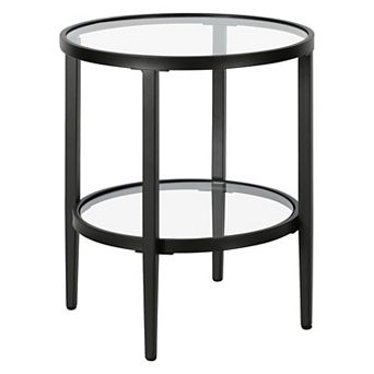 Finley & Sloane Hera 20" Wide Round Side Table with Glass Shelf