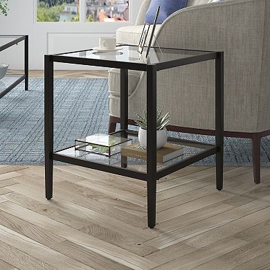Finley & Sloane Hera 20" Wide Round Side Table with Glass Shelf