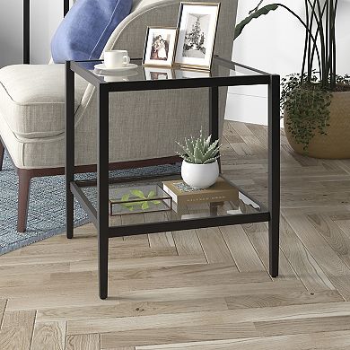 Finley & Sloane Hera 20" Wide Round Side Table with Glass Shelf