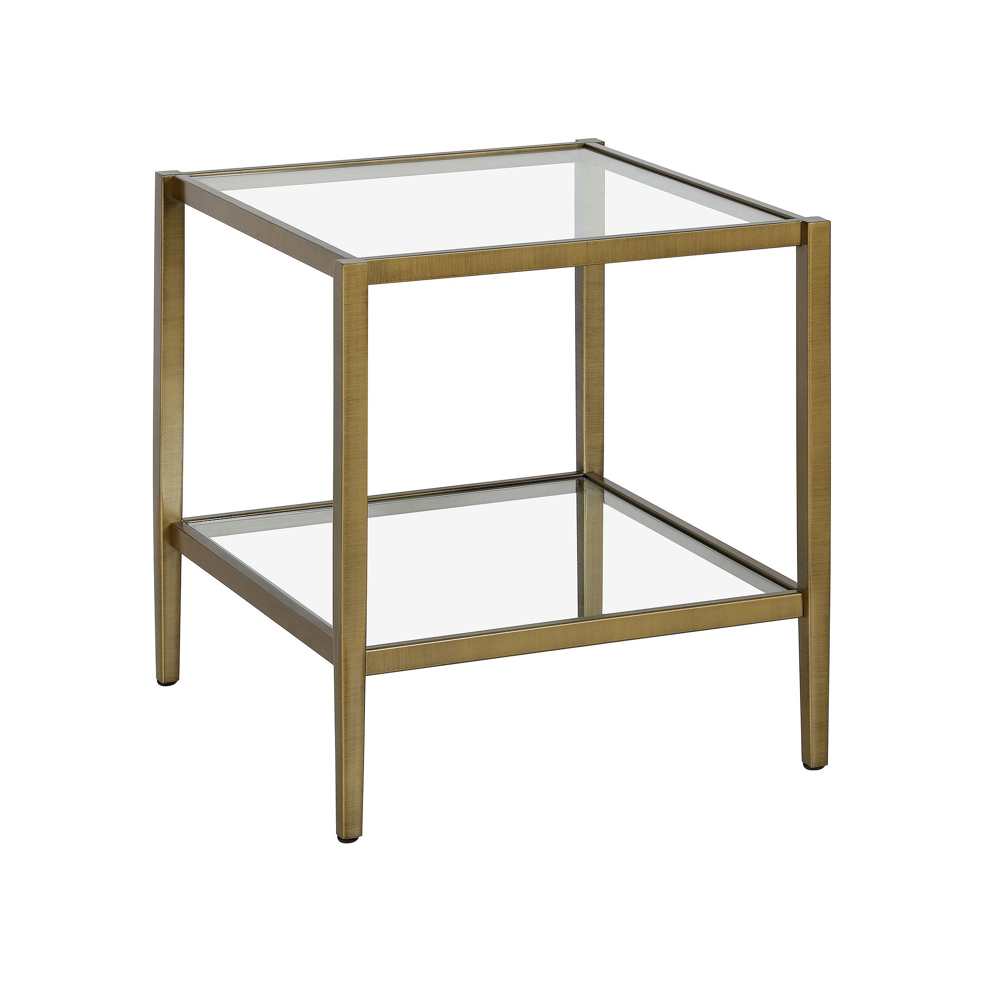 Finley & Sloane Hera 20 Wide Round Side Table with Glass Shelf, Antiqued