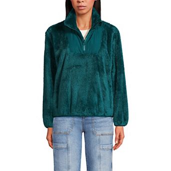 Women's Lands' End Quarter-Zip Cozy Sherpa Fleece Pullover