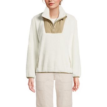 Women's Lands' End Quarter-Zip Cozy Sherpa Fleece Pullover