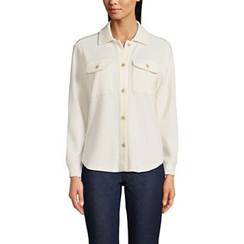 Women's Lands' End Waffle Relaxed Long Sleeve Shacket