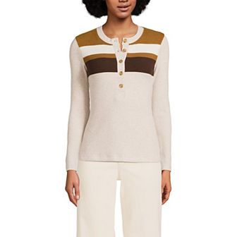 Women's Lands' End Long Sleeve Cozy Rib Henley Top