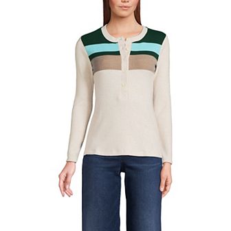 Women's Lands' End Long Sleeve Cozy Rib Henley Top