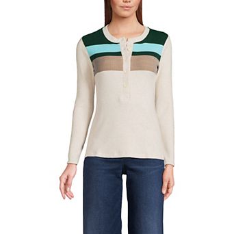 Women's Lands' End Long Sleeve Cozy Rib Henley Top