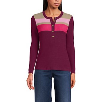 Women's Lands' End Long Sleeve Cozy Rib Henley Top