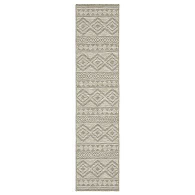 StyleHaven Tangelo Diamond Banded Indoor / Outdoor Area Rug