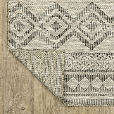 StyleHaven Tangelo Diamond Banded Indoor / Outdoor Area Rug