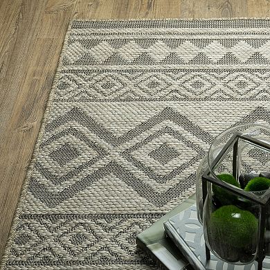 StyleHaven Tangelo Diamond Banded Indoor / Outdoor Area Rug