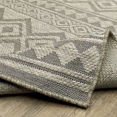 StyleHaven Tangelo Diamond Banded Indoor / Outdoor Area Rug