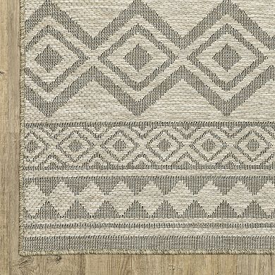 StyleHaven Tangelo Diamond Banded Indoor / Outdoor Area Rug