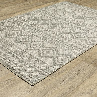 StyleHaven Tangelo Diamond Banded Indoor / Outdoor Area Rug