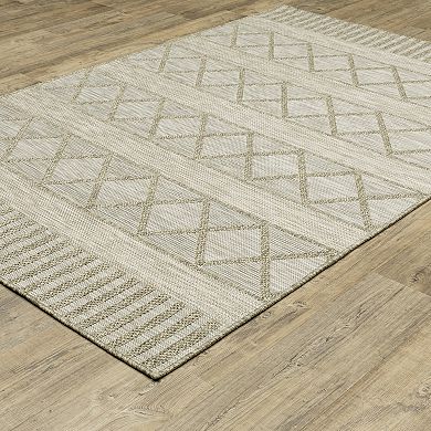 StyleHaven Tangelo Geometric Stripes Indoor / Outdoor Area Rug