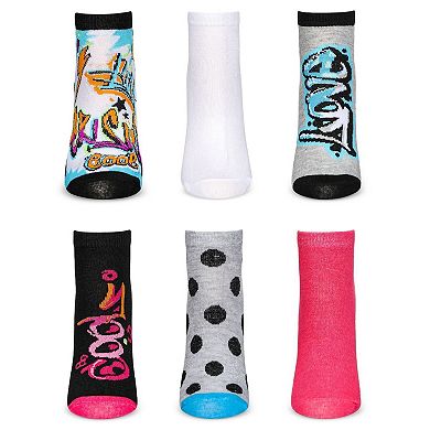 6 Pair Women's Graffiti Style Low Cut Socks