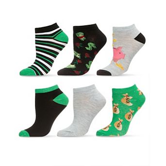 6 Pair Women's Money Talks Low Cut Socks