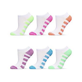 6 Pair Women's Heel Stripes Half Cushioned Low Cut Socks Liner