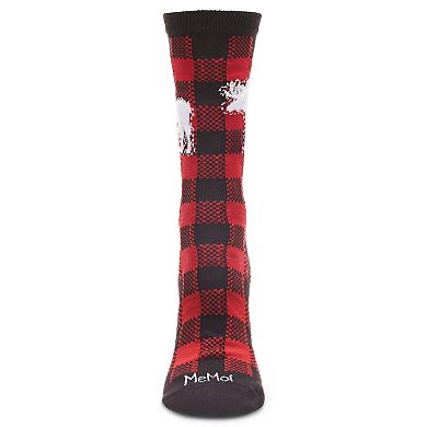 Buffalo Plaid Moose Holiday Crew Socks