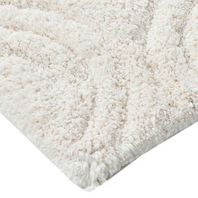 Beautiful Circle Design Premium Quality Year Round Cotton With Non-Skid Back Bath Rug Ivory