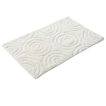 Beautiful Circle Design Premium Quality Year Round Cotton With Non-Skid Back Bath Rug Ivory