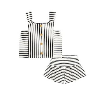 Girls 4-6 Kids Headquarters 2 pc Striped Popcorn Tank Top & Knit Skort Set