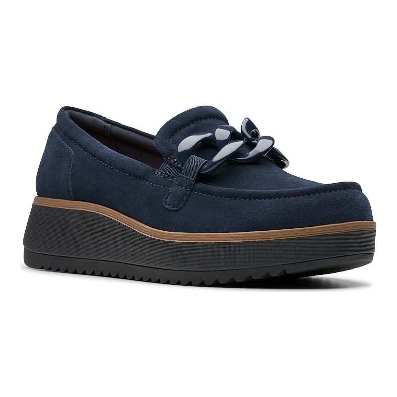 Clarks® Zylah May Women's Leather Slip-On Shoes, Size: 8.5, Blue