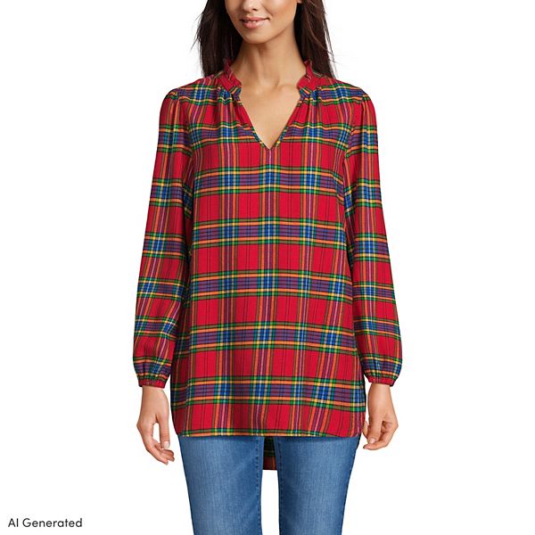 Women's NCAA Split Neck Tunic - Officially Licensed Cardinal Team Apparel, Soft Rayon Long Sleeve Top