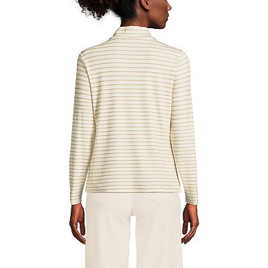 Women's Lands' End Rib Skimming Long Sleeve Mock Neck Top