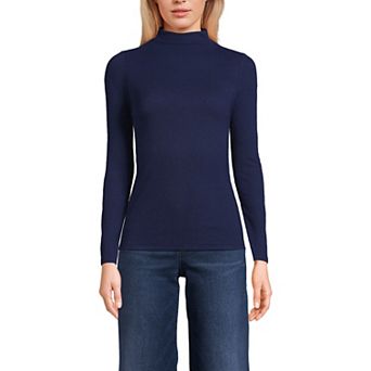 Women's Lands' End Rib Skimming Long Sleeve Mock Neck Top