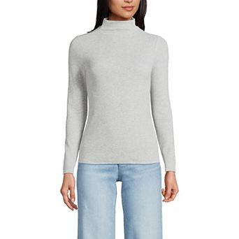 Women's Lands' End Rib Skimming Long Sleeve Mock Neck Top