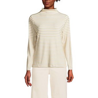 Women's Lands' End Rib Skimming Long Sleeve Mock Neck Top