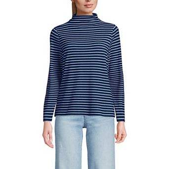 Women's Lands' End Rib Skimming Long Sleeve Mock Neck Top