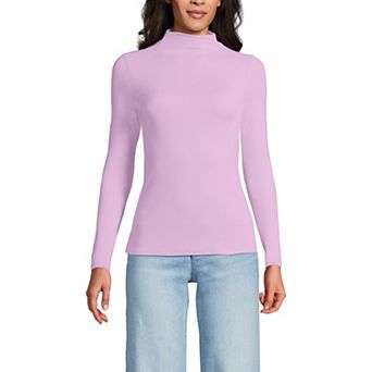 Women's Lands' End Rib Skimming Long Sleeve Mock Neck Top