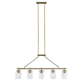 INK+IVY Curiana 5-light Linear Chandelier with Textured Glass Shades