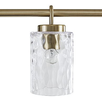 INK+IVY Curiana 5-light Linear Chandelier with Textured Glass Shades