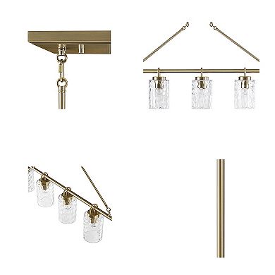 INK+IVY Curiana 5-light Linear Chandelier with Textured Glass Shades
