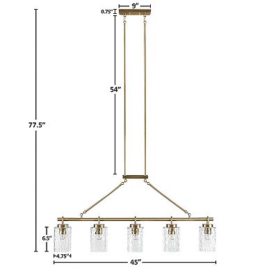 INK+IVY Curiana 5-light Linear Chandelier with Textured Glass Shades