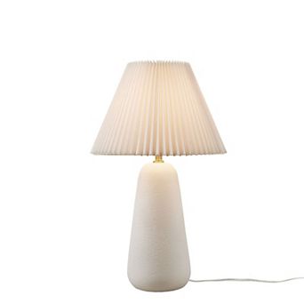 INK+IVY Veluna Textured Ceramic Table Lamp with Fluted Fabric Shade