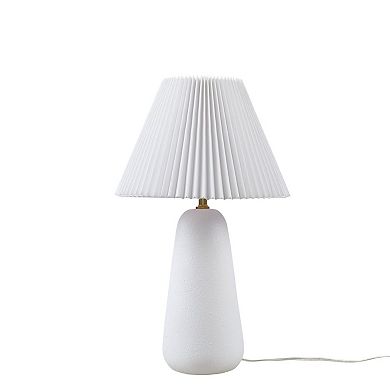 INK+IVY Veluna Textured Ceramic Table Lamp with Fluted Fabric Shade