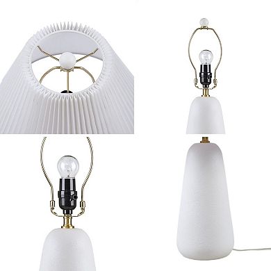 INK+IVY Veluna Textured Ceramic Table Lamp with Fluted Fabric Shade