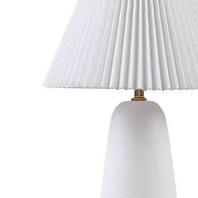 INK+IVY Veluna Textured Ceramic Table Lamp with Fluted Fabric Shade