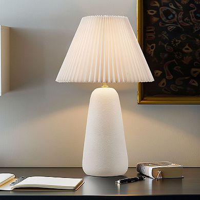 INK+IVY Veluna Textured Ceramic Table Lamp with Fluted Fabric Shade